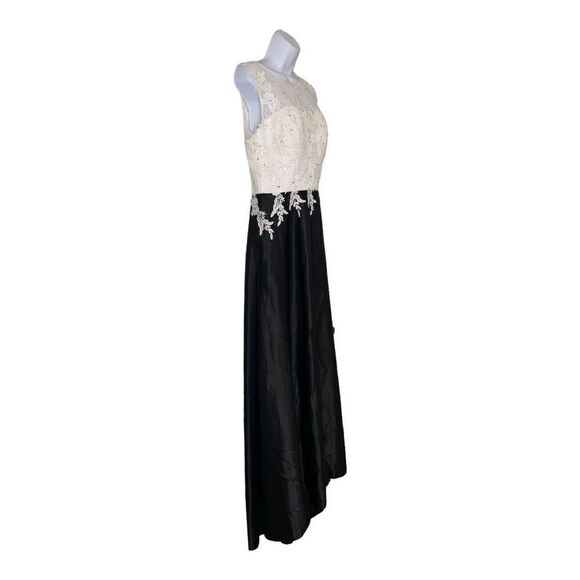 jjs house A-Line/Princess Scoop Neck Sweep Train Satin Evening Dress With Beadin - Picture 3 of 8